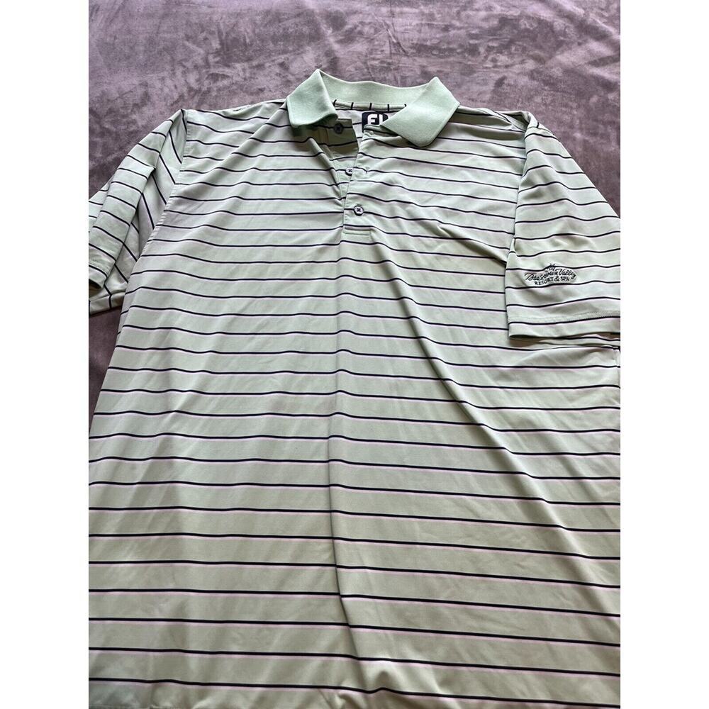 Footjoy Polo Shirt Mens Large Green White‎ FJ Brasstown Valley resort & Spa